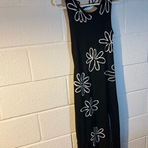 Black Dress with White Floral Design